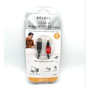 Belkin 5-Pin Mini-B Hi-Speed USB 2.0 Cable 6 Ft New